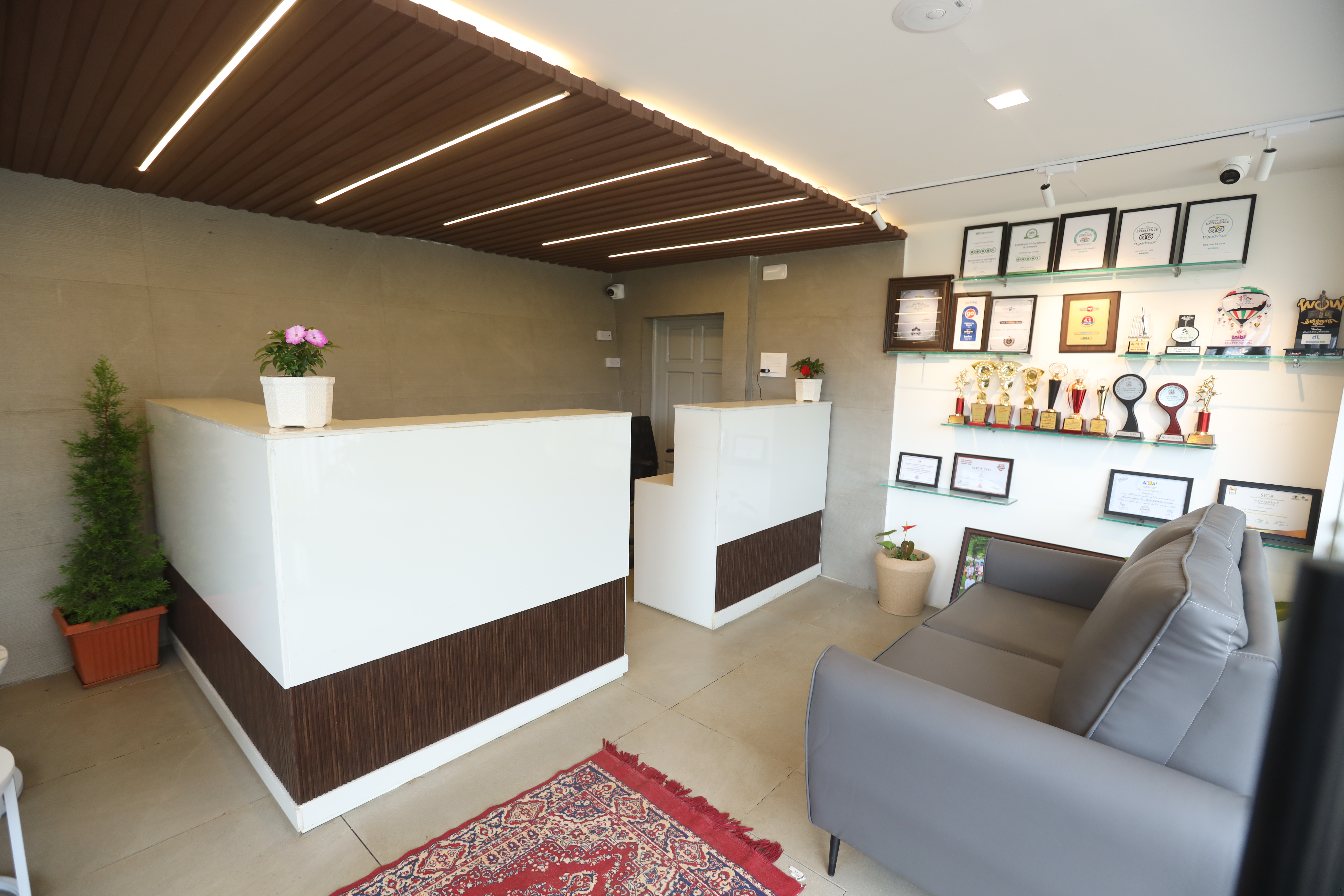 Reception counter at Delightz Inn, Ooty