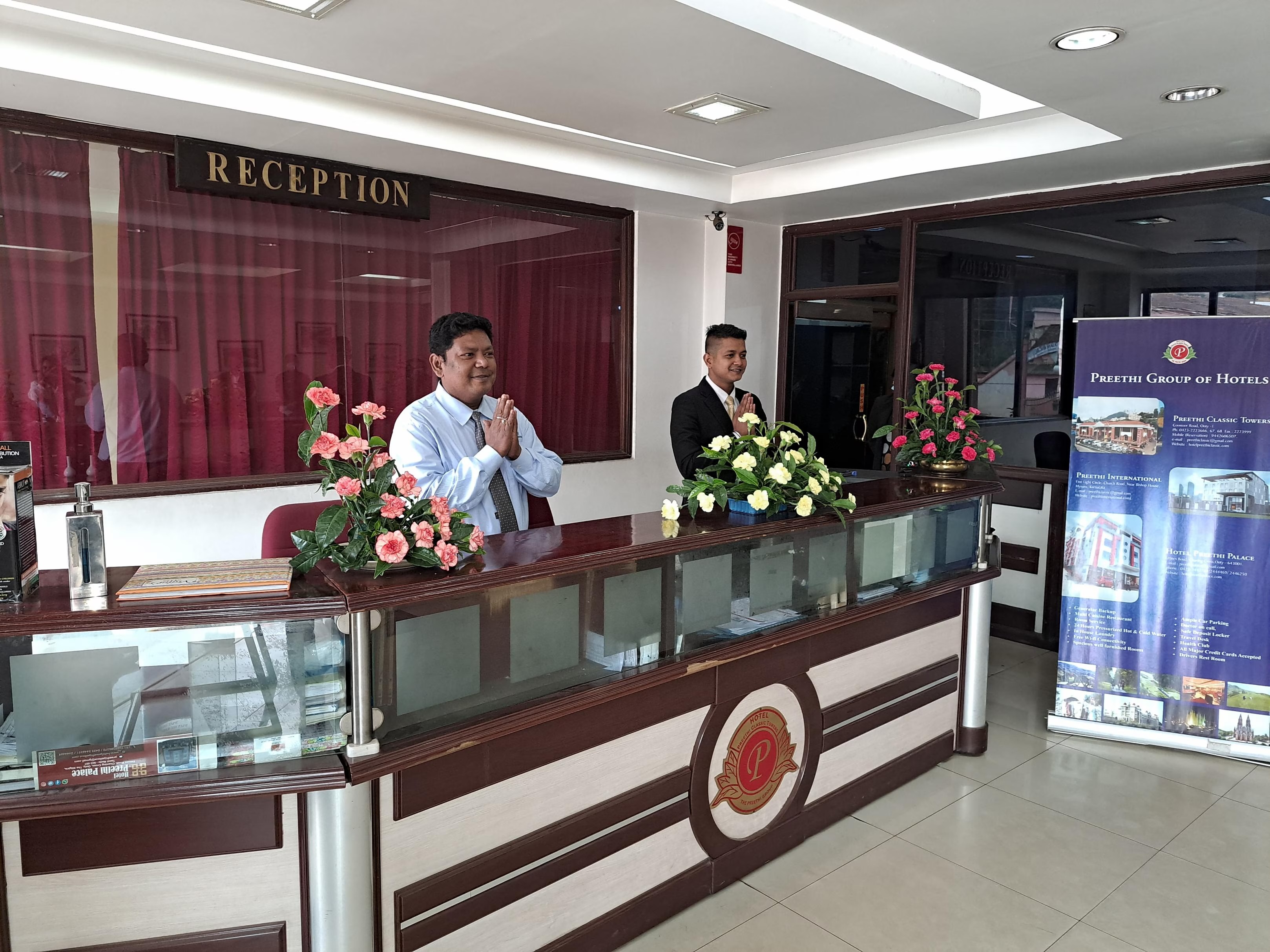 Reception counter at Preethi Classic Towers Ooty