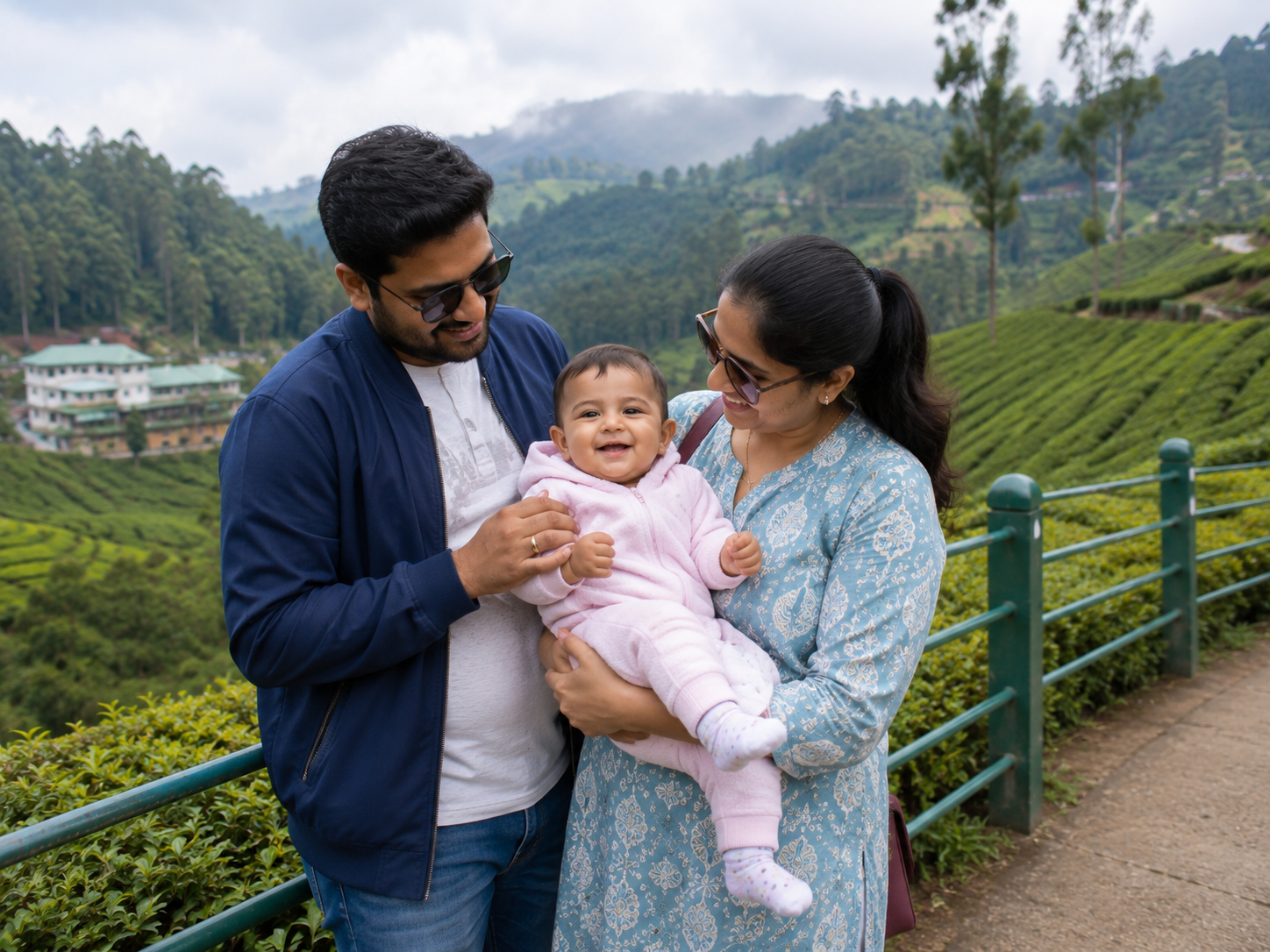 Parents travelling in Ooty with an infant