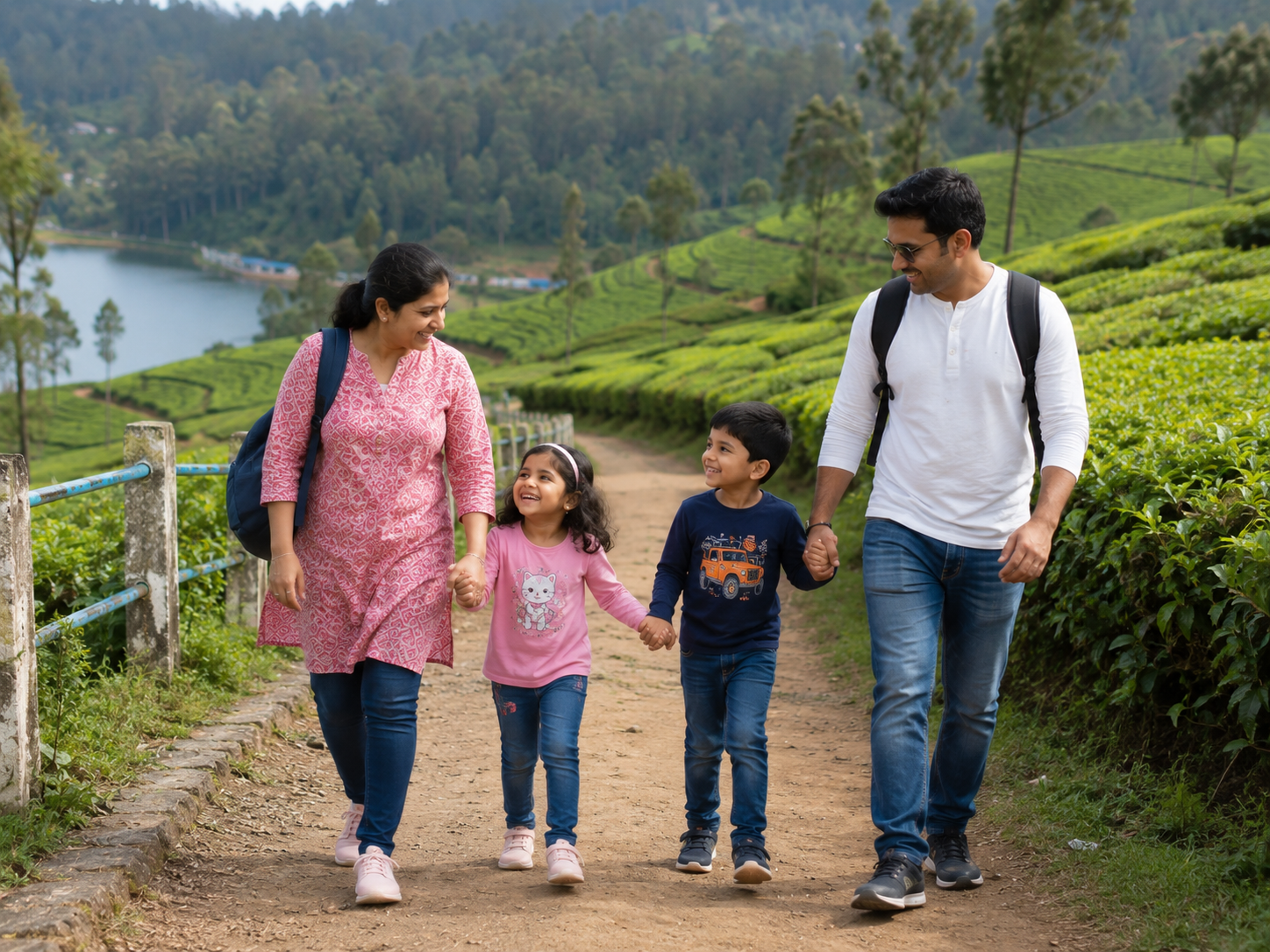 Family travelling in Ooty with young children