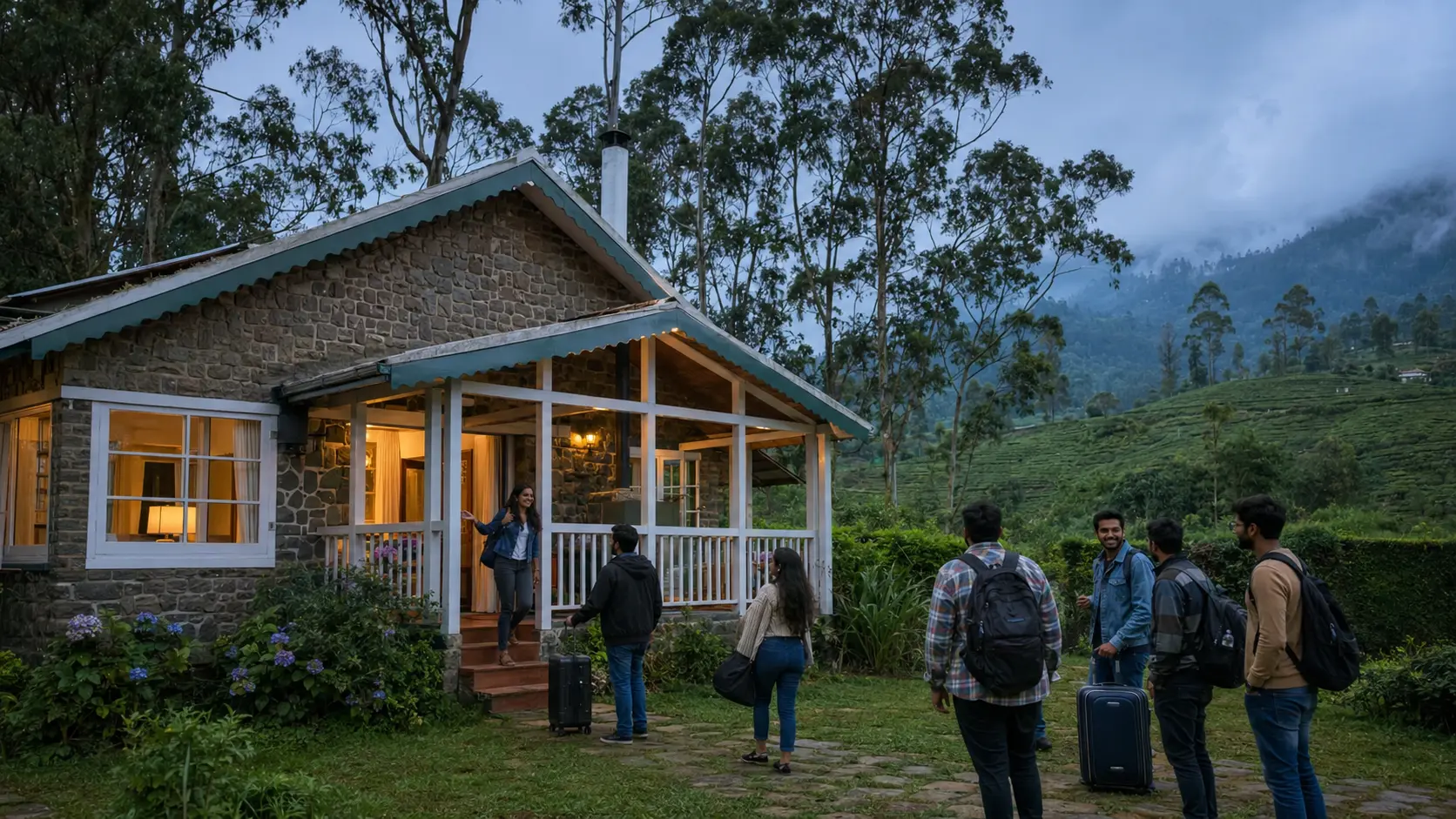 Tea garden surroundings suitable for cottage-style Ooty stays